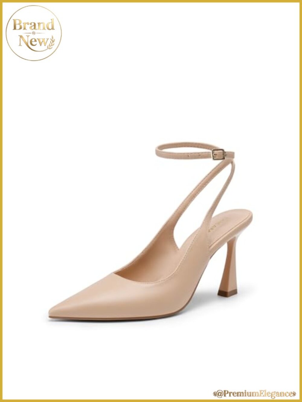 Closed Toe High Heel Pumps Slingback Ankle Strap Pointed Toe Dress Shoes